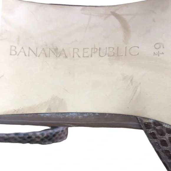 Banana Republic 3.5”Heels Faux Snakeskin Brown/Black w/Ankle strap Size 6.5 - Picture 6 of 6